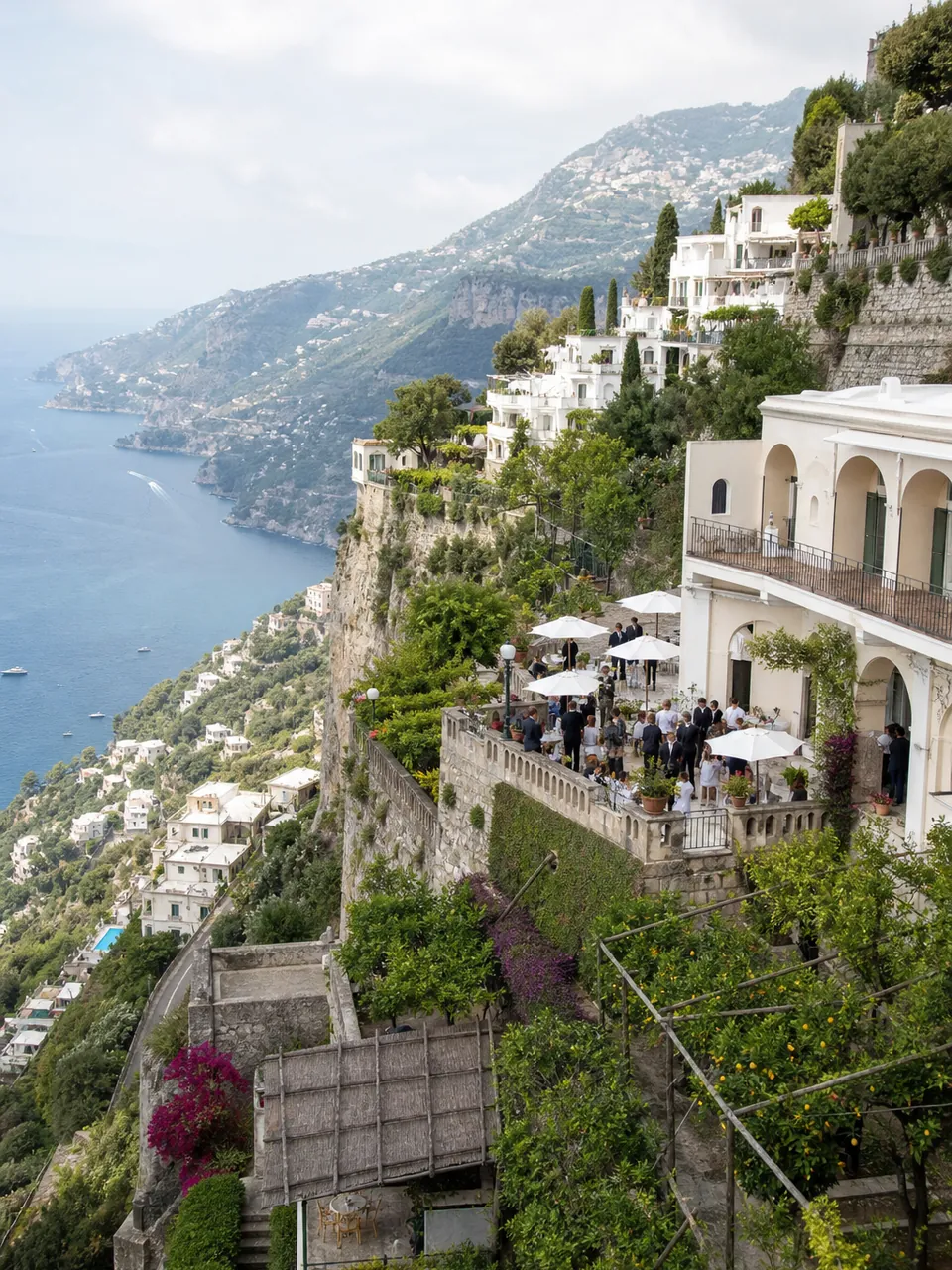Luxury cliffside wedding terrace on the Amalfi Coast