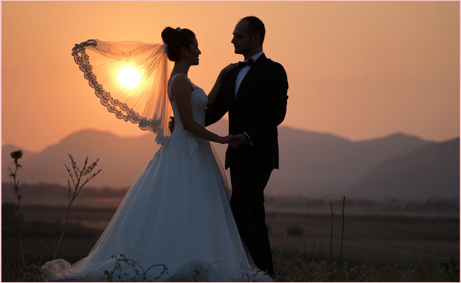 Italian landscape at dusk, the road after the ceremony
