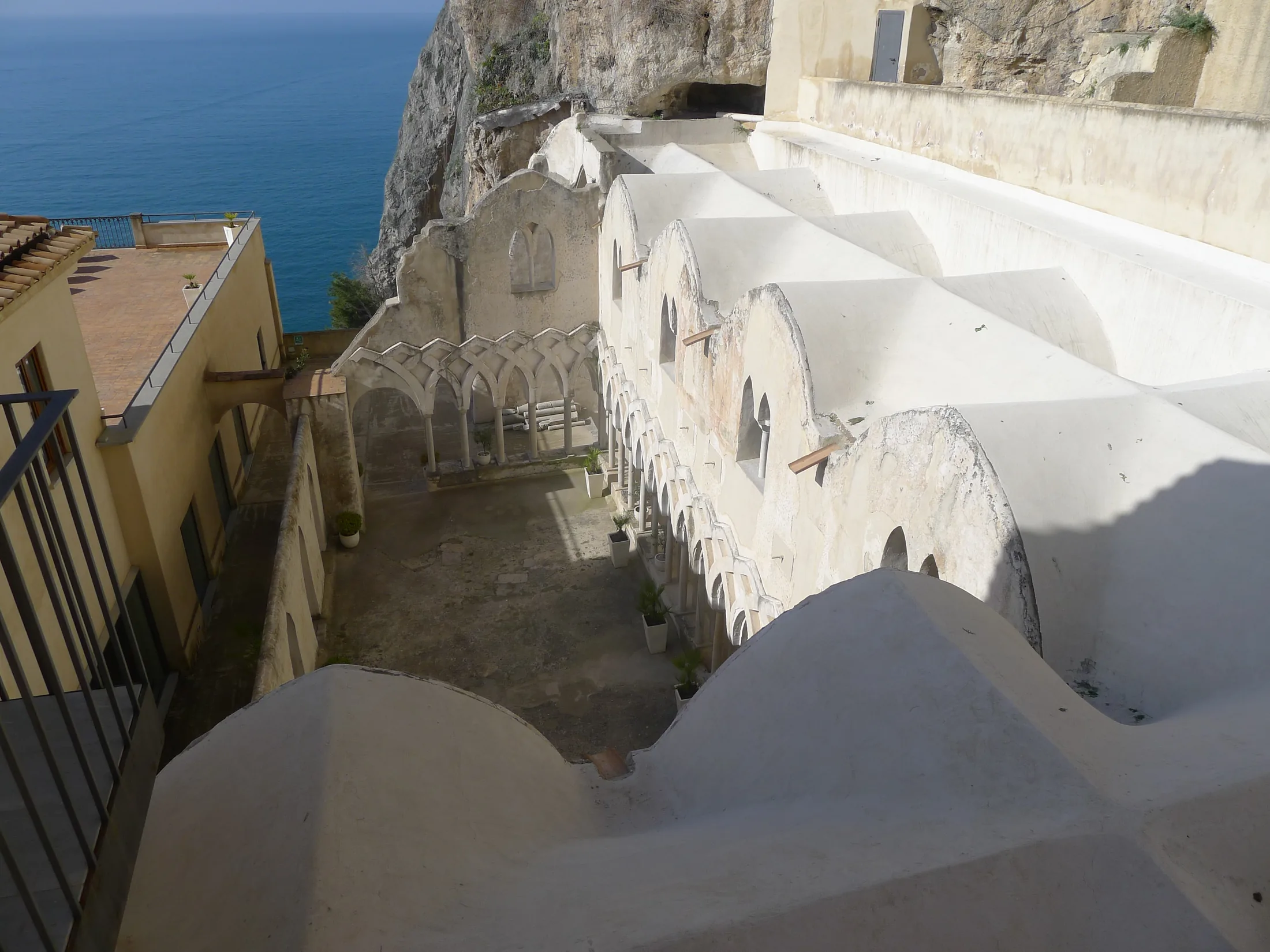 Former Convento dei Cappuccini in Amalfi: the cloister on the cliff above the sea