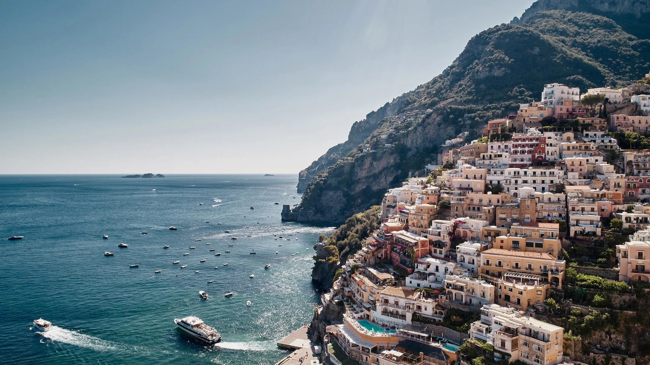 Le Sirenuse in Positano: the town hotel and pool terrace on the cliff above the bay