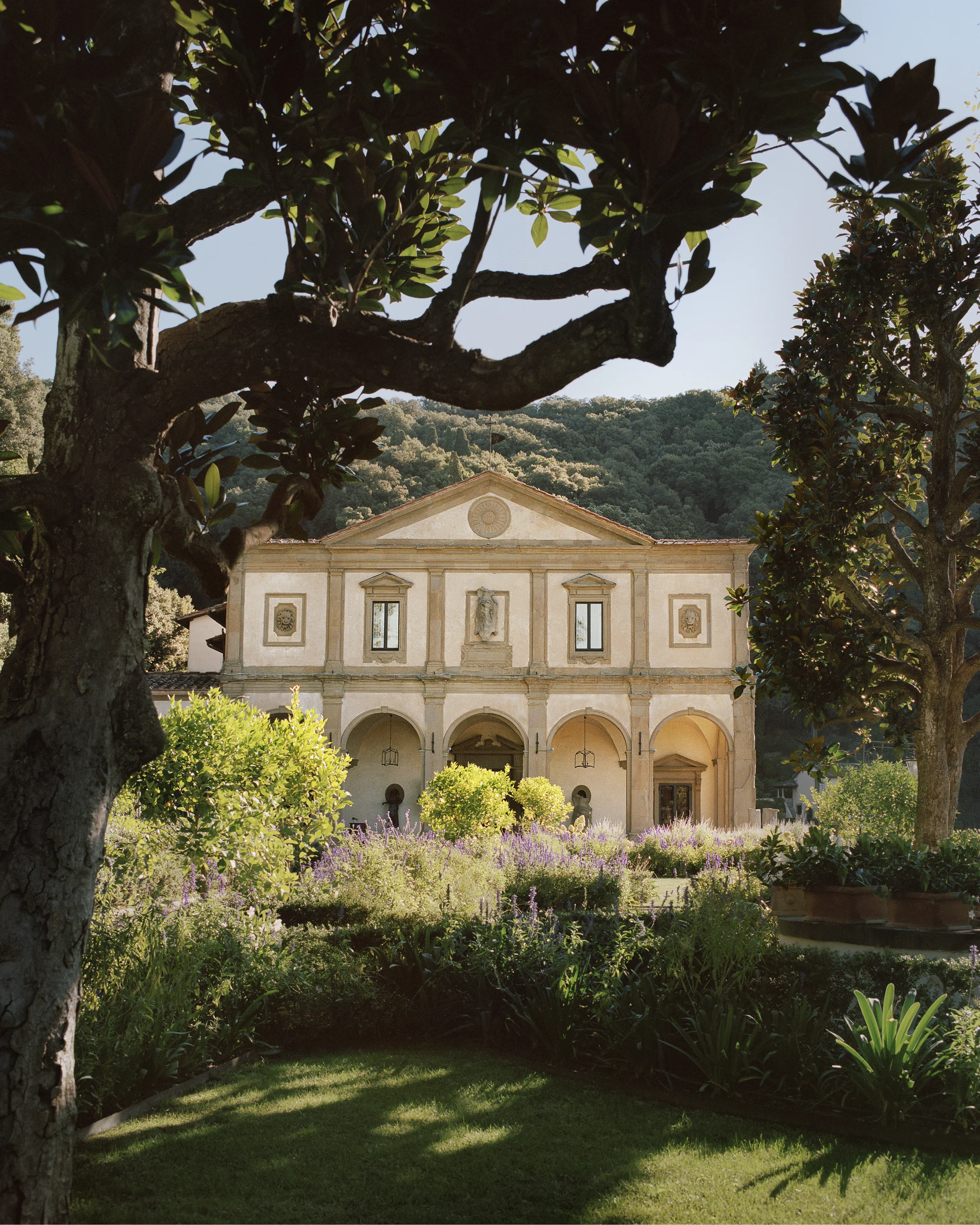Villa San Michele in Fiesole: the historic monastery façade and terraced gardens