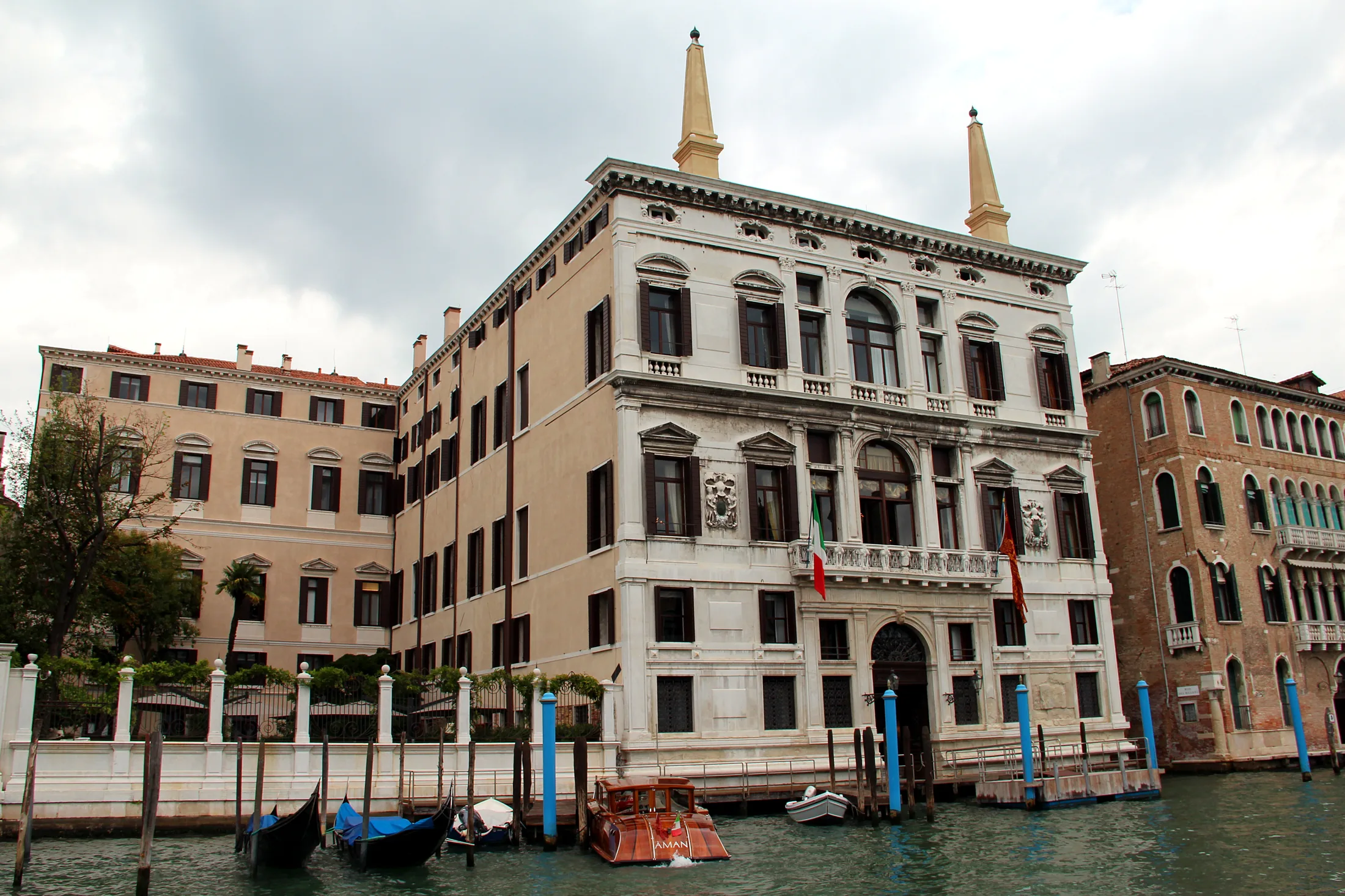 Palazzo Papadopoli, Aman Venice, on the Grand Canal with the hotel launch at the water